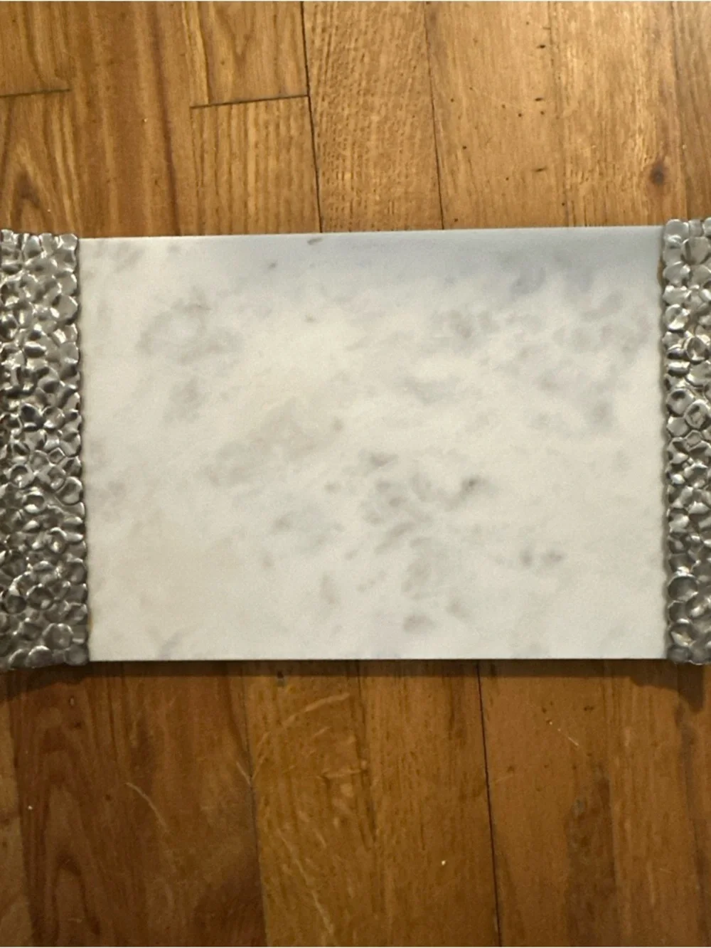 Michael Aram White Marble and Silver Accent Cheese/Serving Board